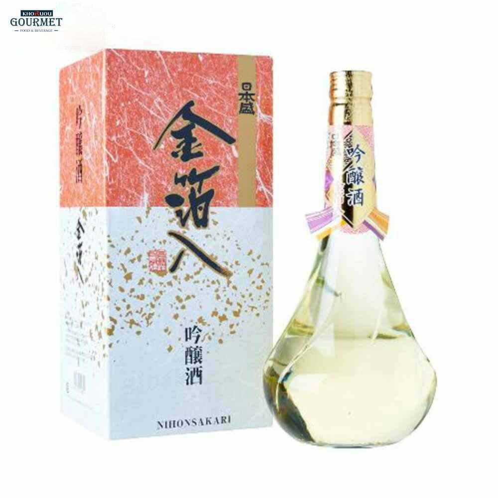 Rượu Sake Nihonsakari Kinpakuiri Ginjo Vảy Vàng Quý Phái Đầy Sang Trọng